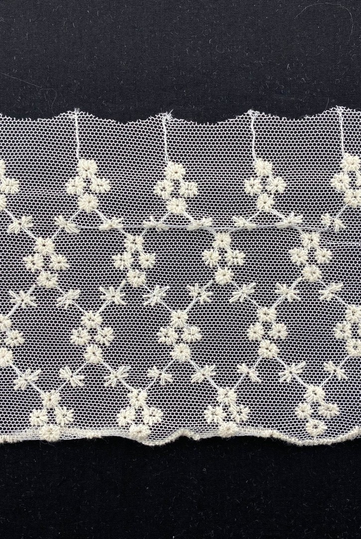 Pamuklu Tül Üzeri Brode Bant, Ham