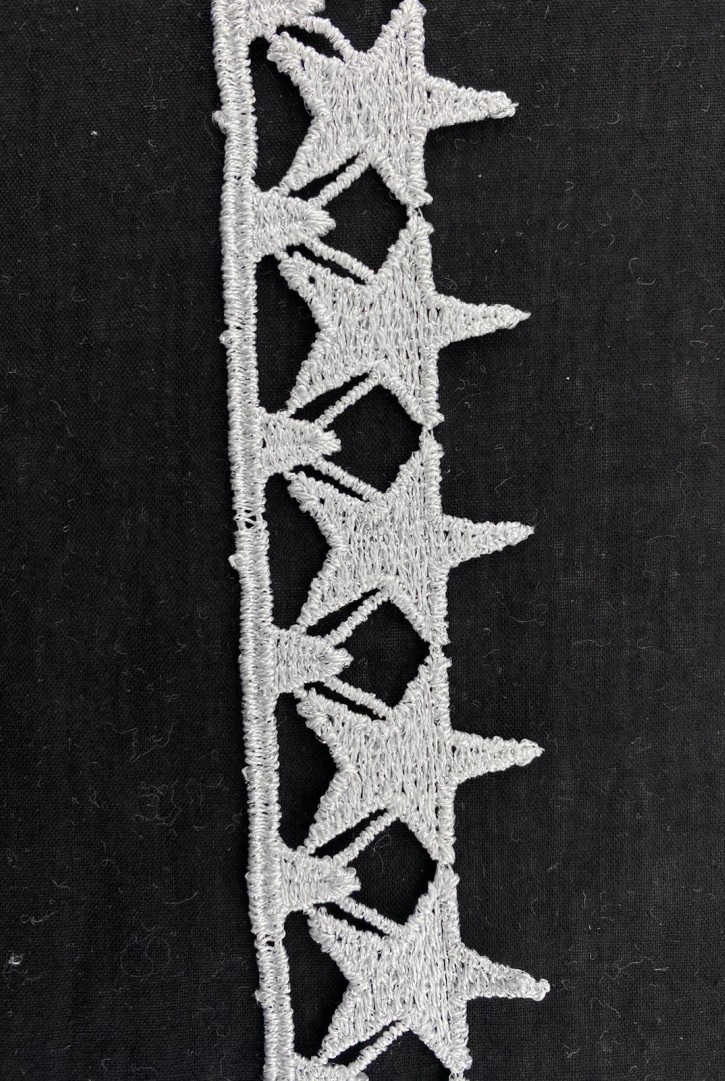 3,5 cm Gümüş Lurex Güpür Brode Bant