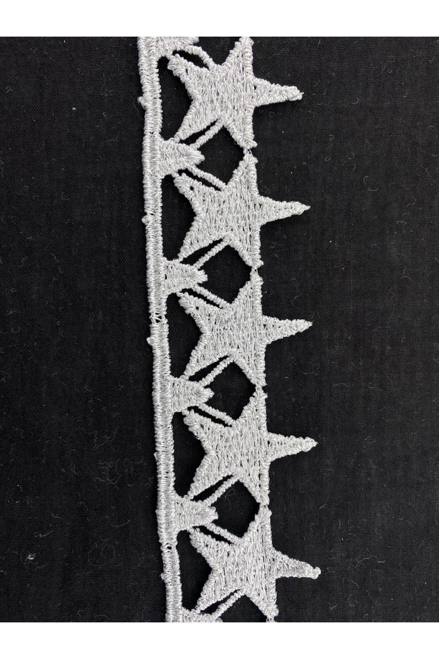 3,5 cm Gümüş Lurex Güpür Brode Bant