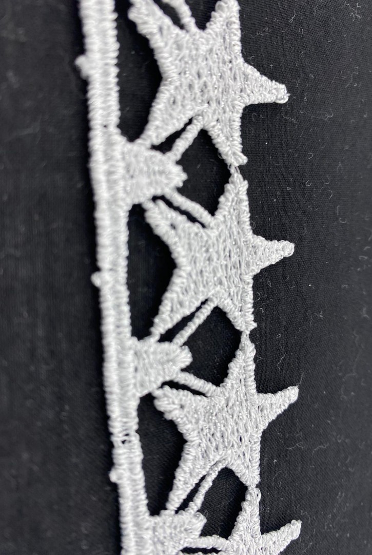 3,5 cm Gümüş Lurex Güpür Brode Bant