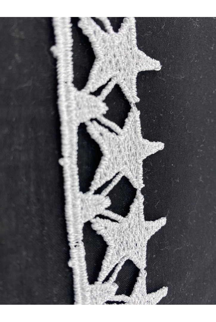 3,5 cm Gümüş Lurex Güpür Brode Bant