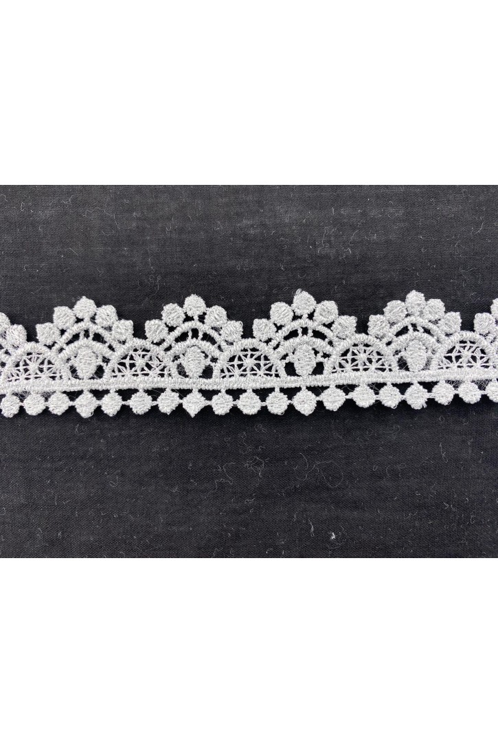 Gümüş Lurex Güpür Brode Bant, B Kalite, 3 cm