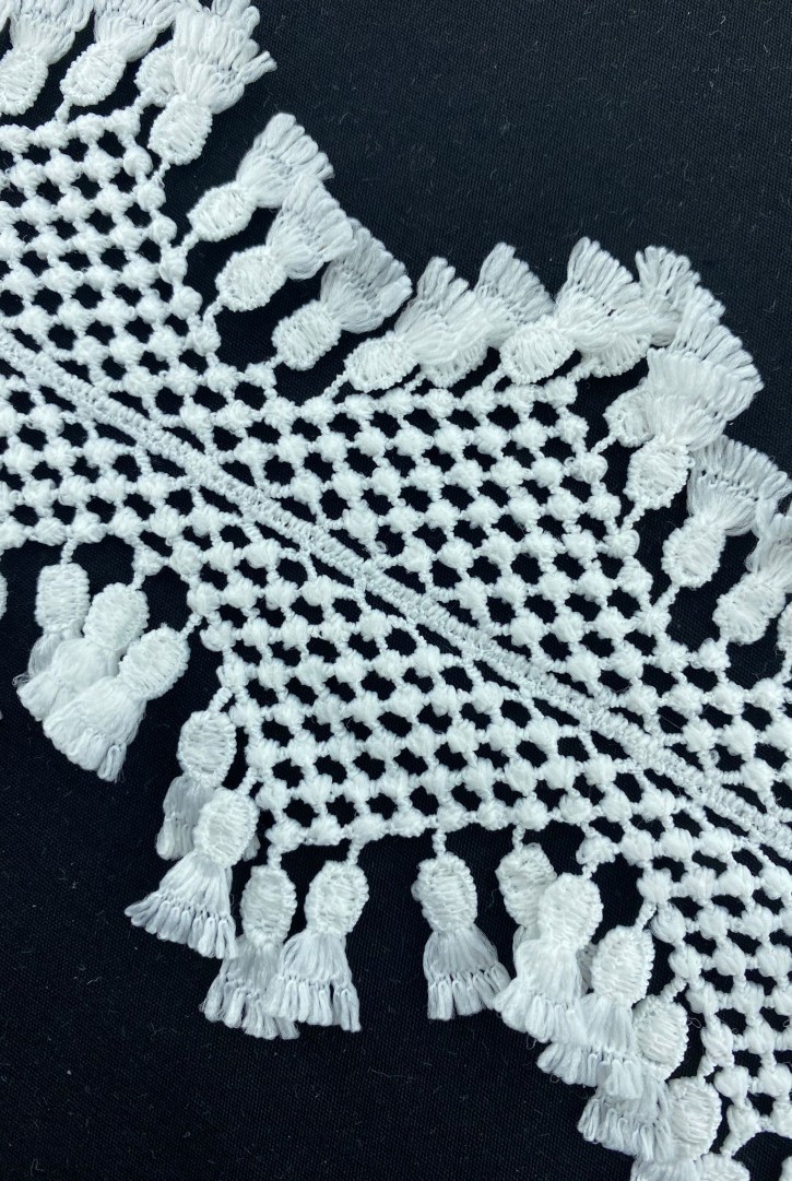 5 cm Beyaz Mat Polyester Güpür Yerli Brode Bant