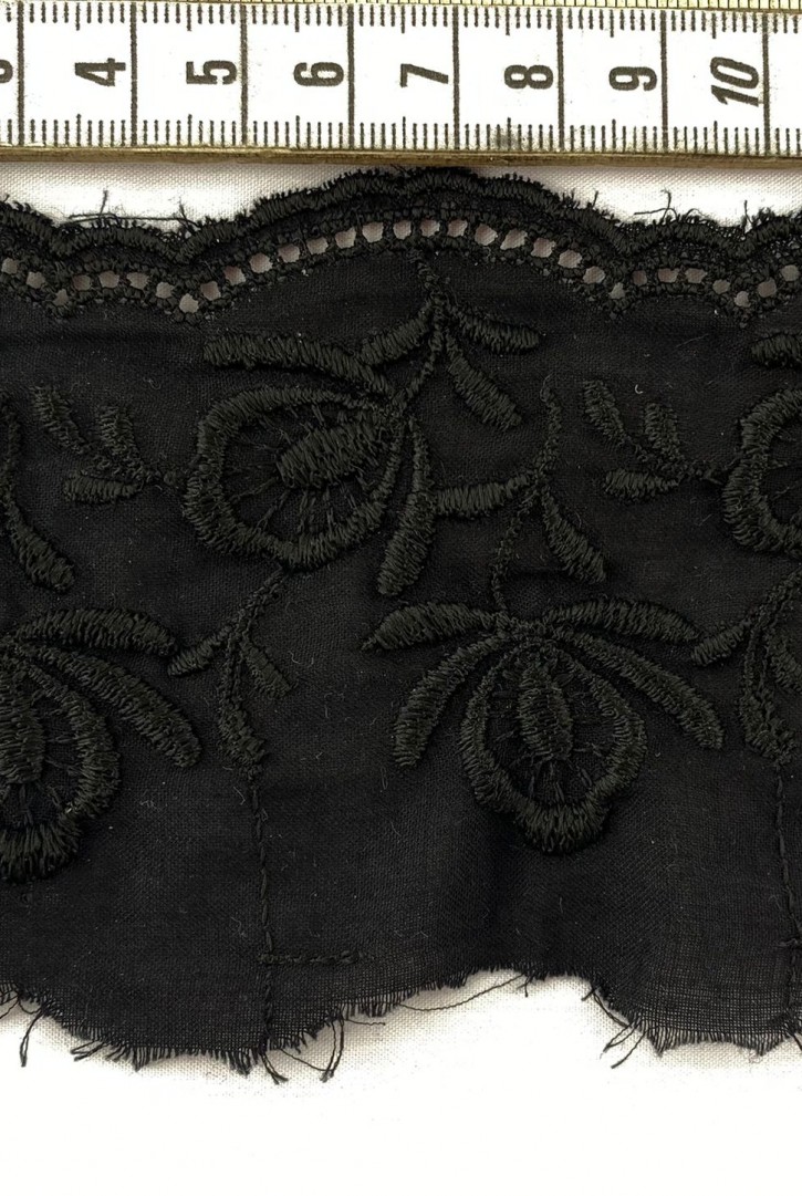 9 cm Siyah Bohreli Polyester Brode Bant