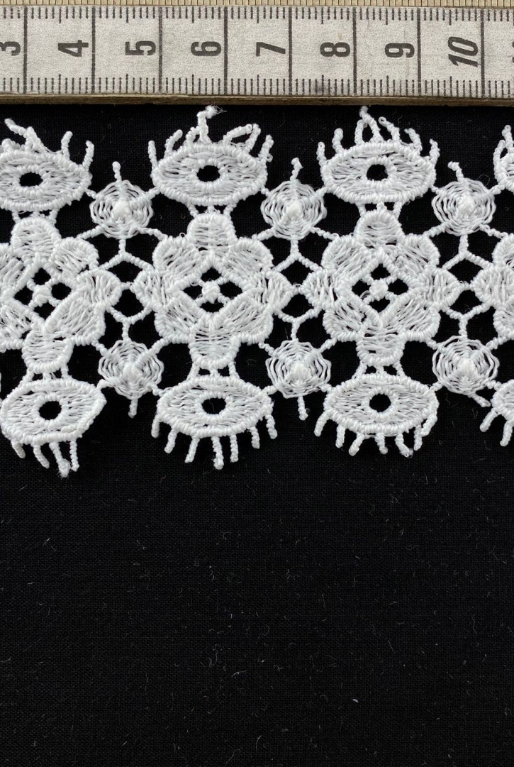 6 cm Beyaz Mat Polyester Güpür Brode Bant