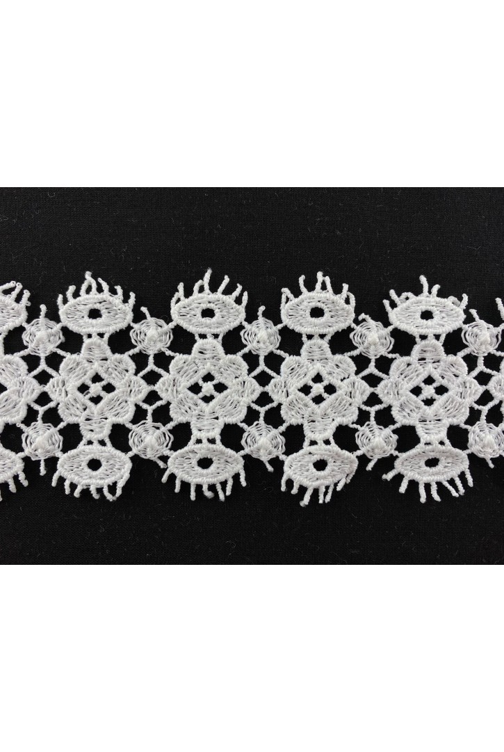 6 cm Beyaz Mat Polyester Güpür Brode Bant