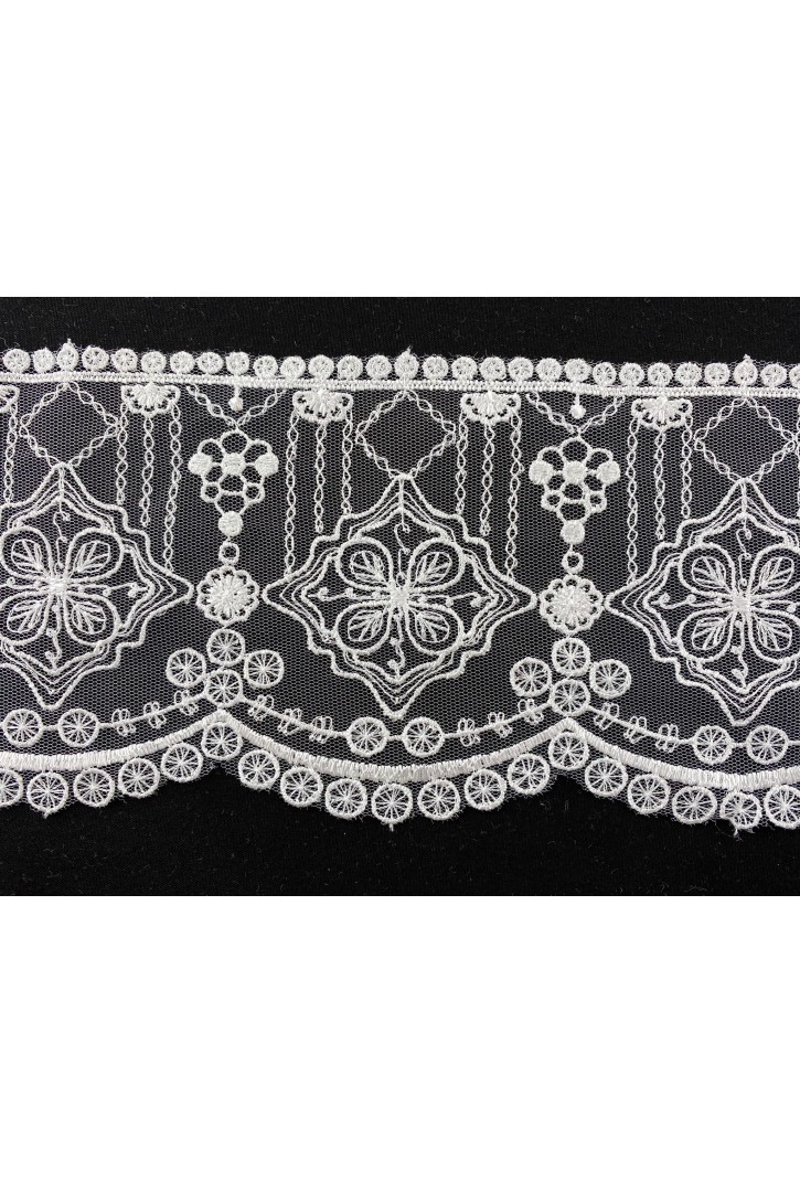 Ham Parlak Tül Üzeri Brode Bant, 10,5 cm