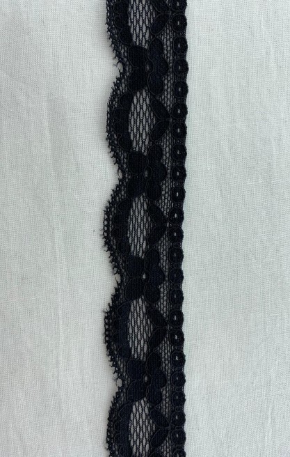 2,5 cm Siyah Likralı İthal Dantel Bant