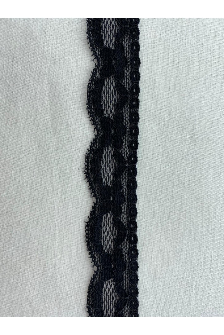 2,5 cm Siyah Likralı İthal Dantel Bant