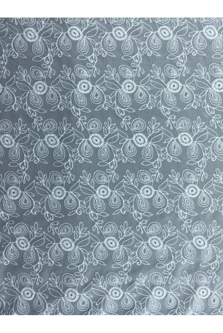 Beyaz Mat Polyester Şifon Brode