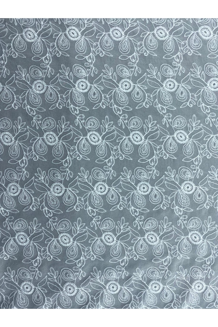 Beyaz Mat Polyester Şifon Brode