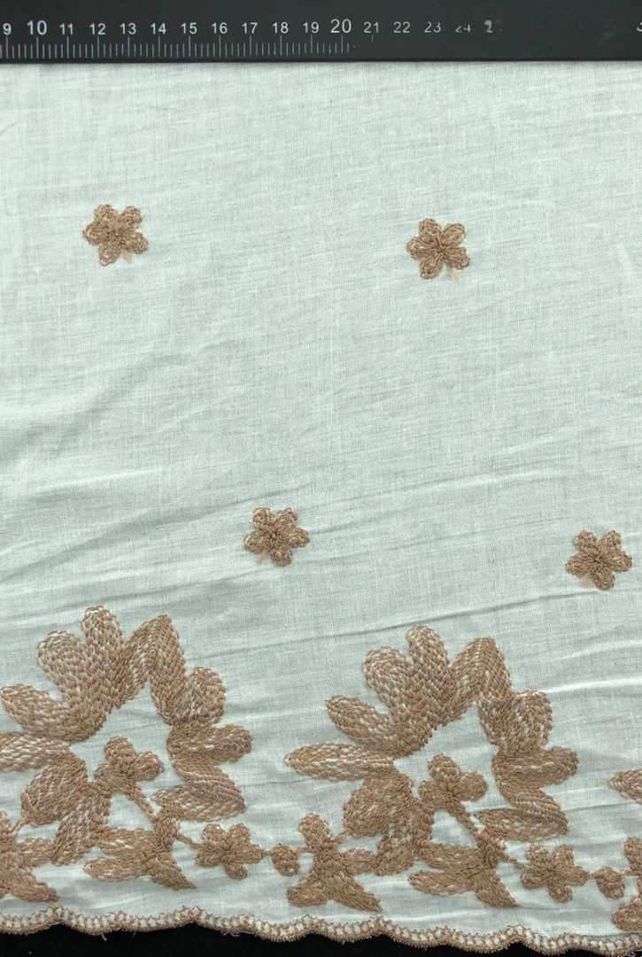 Kahverengi İpli Kasar Polyester Vual Brode Kumaş