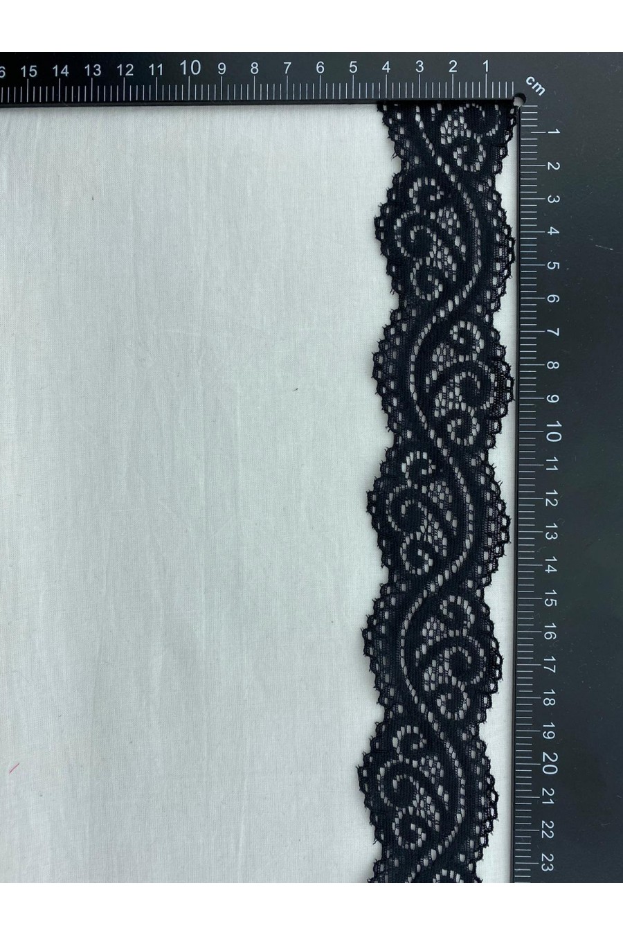 Siyah Likralı Polyester Dantel Bant, İthal, 4,5 cm