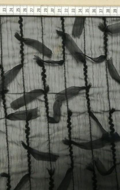 Siyah Saçaklı Süzeneli Şifon Kumaş (140 cm) | İthal ve Şık