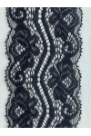Likralı Siyah Polyester Dantel Bant, 6,5 cm