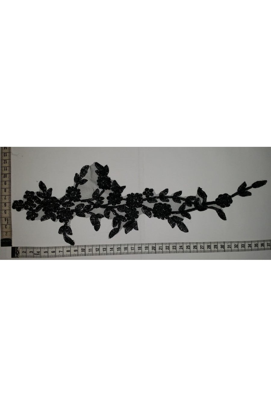 Siyah Renk Düz Aplik Brode, Kordlu Polyester