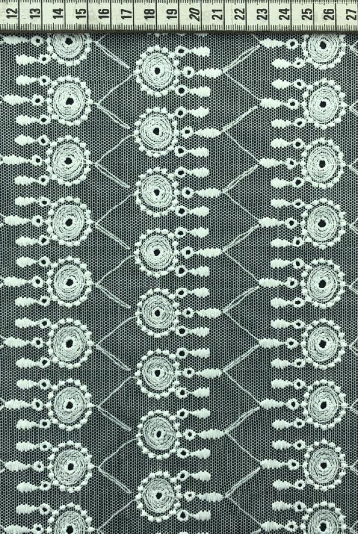 Pamuklu Tül Üzeri Ham Bohrerli Brode Kumaş