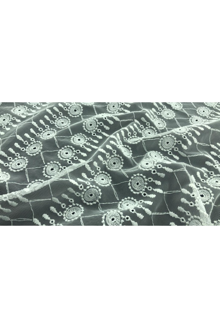 Pamuklu Tül Üzeri Ham Bohrerli Brode Kumaş