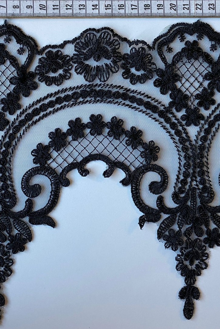 Siyah Kordlu Düz Polyester Brode Bant