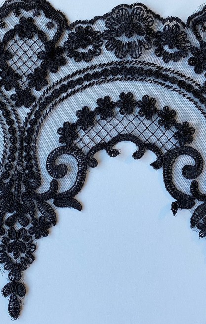 Siyah Kordlu Düz Polyester Brode Bant