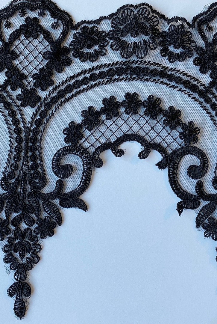 Siyah Kordlu Düz Polyester Brode Bant