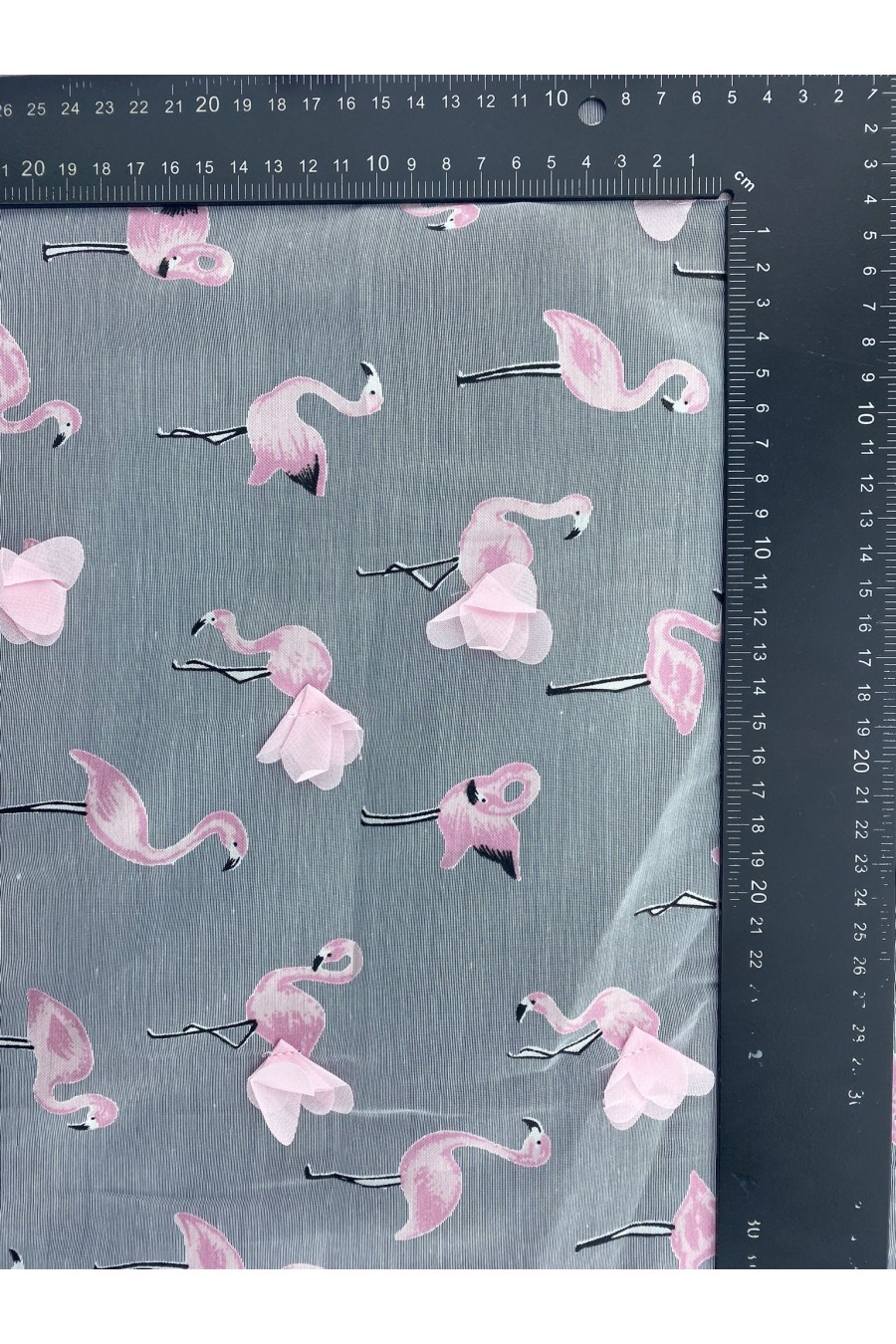 19428 TÜL ÜZERİ/İTHAL/LEZ/POLYESTER PAMUK/FLAMINGO NAKIŞLI/DEVORE/PEMBE/150 CM