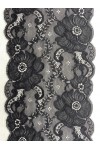Siyah Likralı Polyester Dantel Bant, İthal, 17 cm