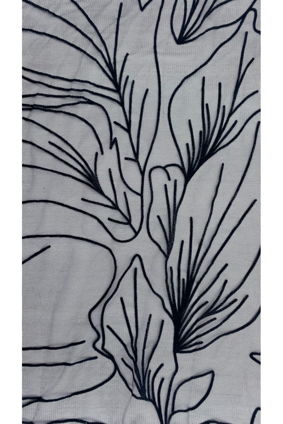 13808 TÜL ÜZERİ/YERLİ/LEZ/POLYESTER/SİYAH ZEMİN/SİYAH FLOK BASKI/160 CM