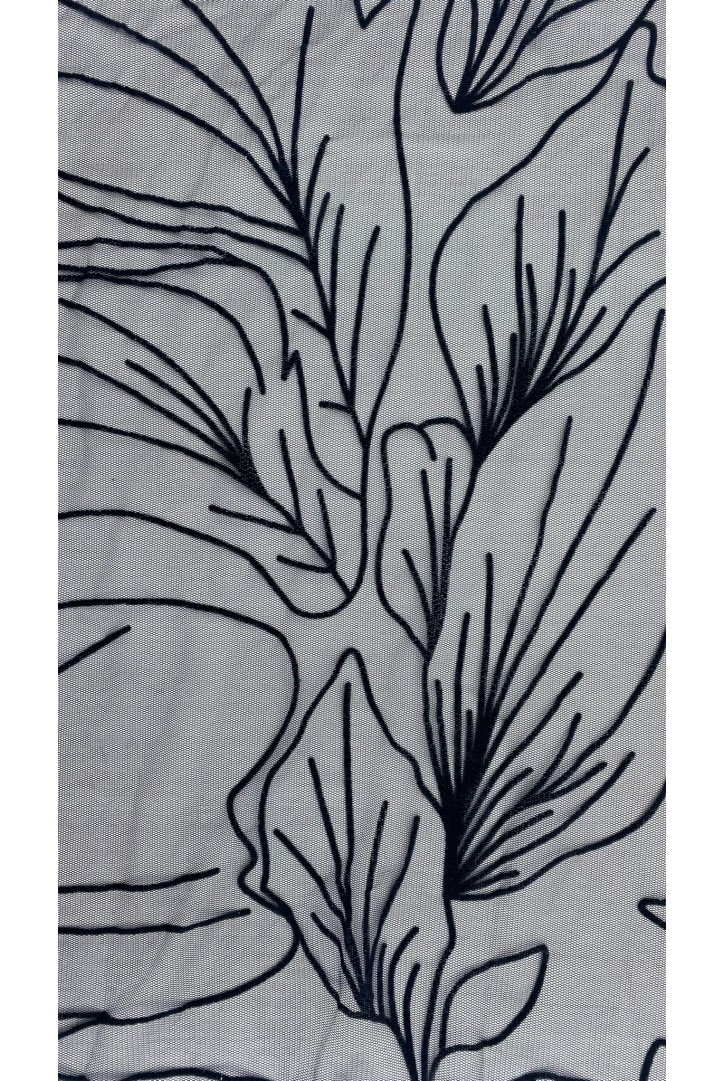 13808 TÜL ÜZERİ/YERLİ/LEZ/POLYESTER/SİYAH ZEMİN/SİYAH FLOK BASKI/160 CM