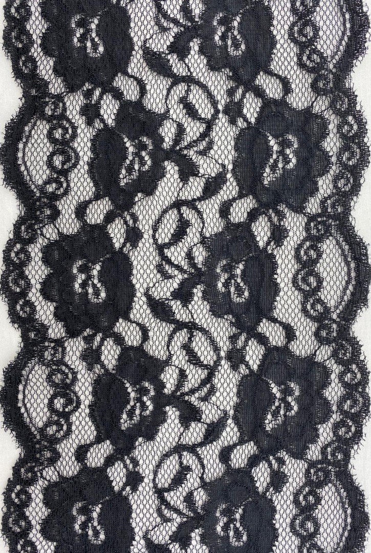 Siyah Parıltılı Likralı Dantel Bant