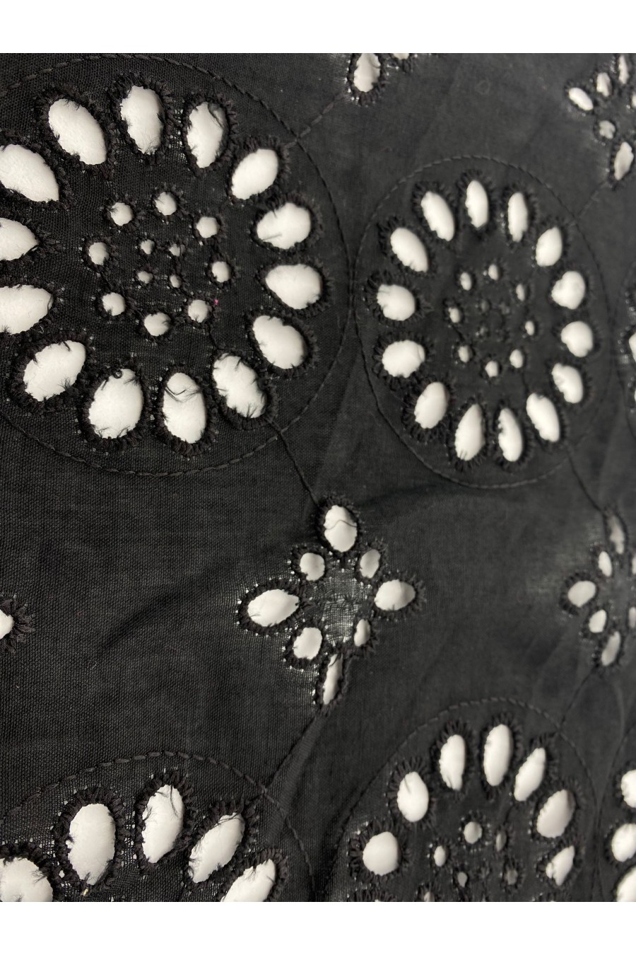 Siyah Zemin Siyah İplikli Vual Pamuk Polyester Brode