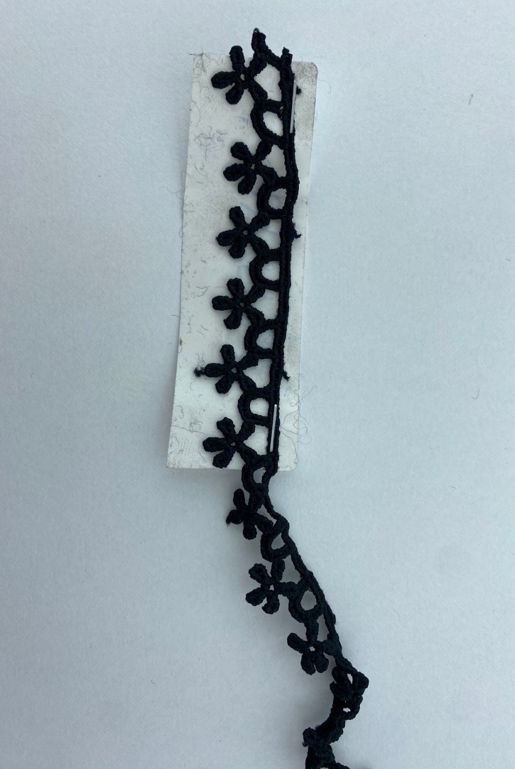 Siyah Mat Polyester Güpür Brode Bant