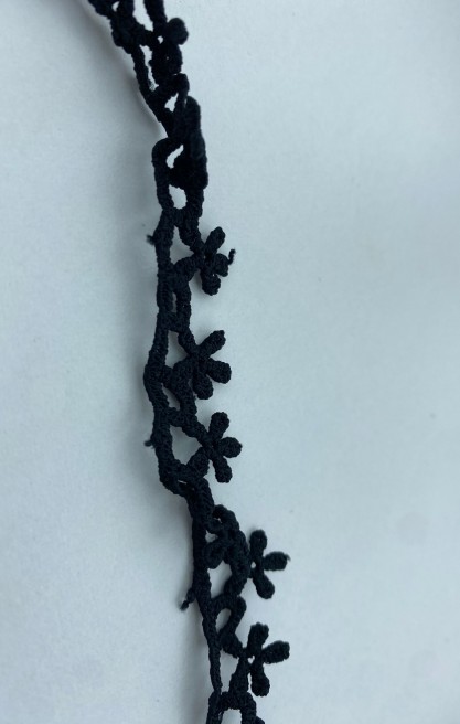 Siyah Mat Polyester Güpür Brode Bant