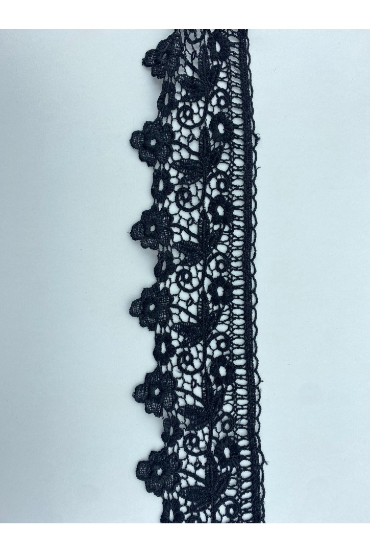 Siyah Parlak Polyester Brode Bant