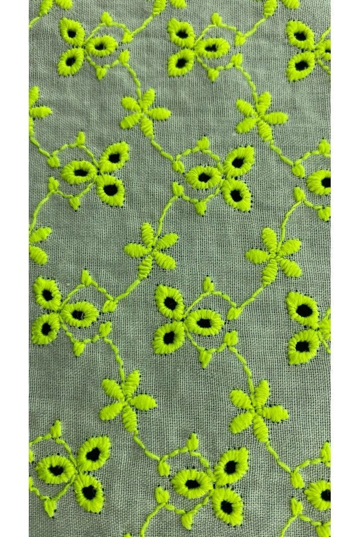 Neon Yeşil İpli Pamuk Vual Brode Kumaş