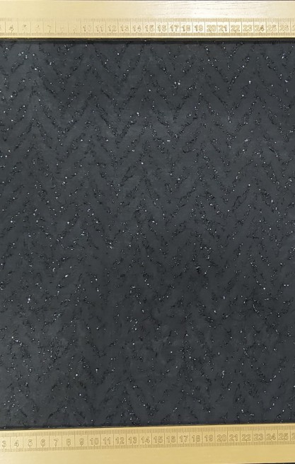 Siyah Simli Şifon Jakarlı Kumaş, Yerli, 150 cm