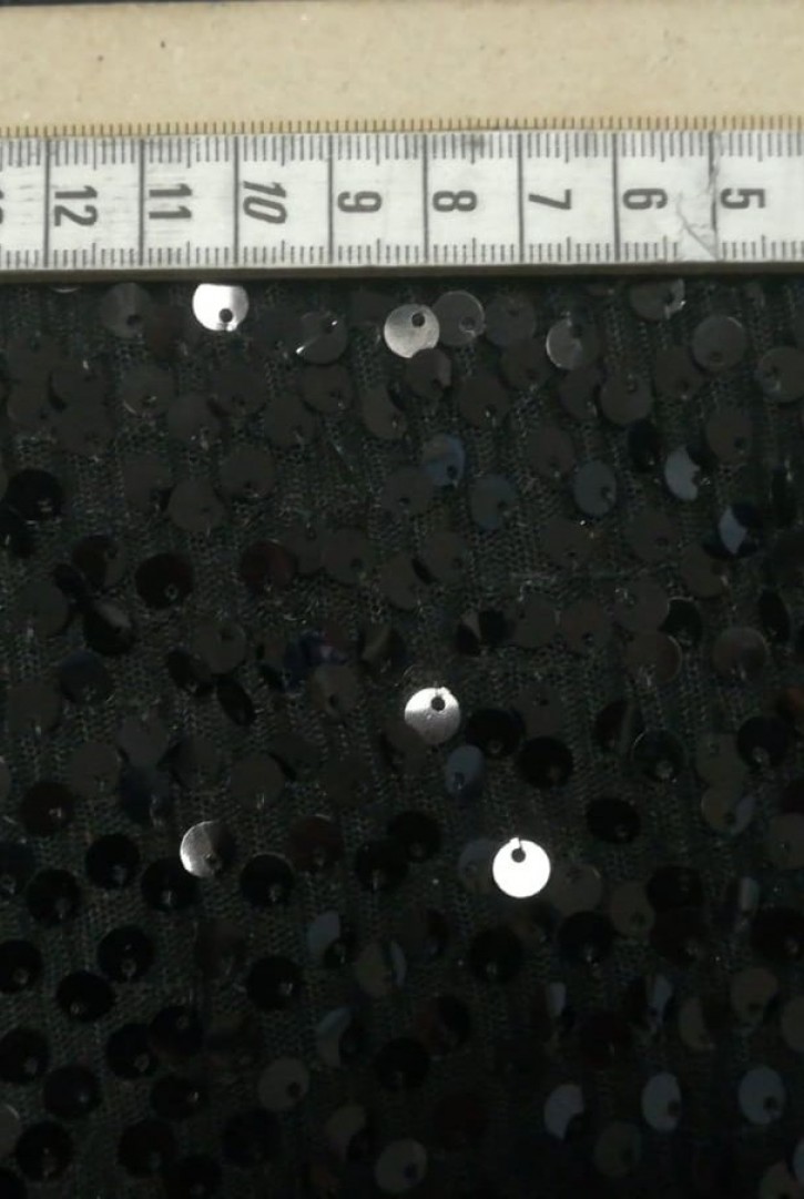 Siyah Crush Pullu Kumaş