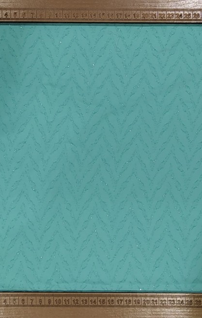 Mint Renk Simli Şifon Jakarlı Kumaş, Yerli, 150 cm