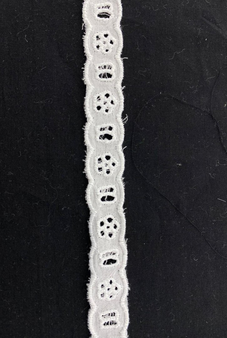 Kasar Yapıda 1 cm Pamuk Brode Bant, Yerli