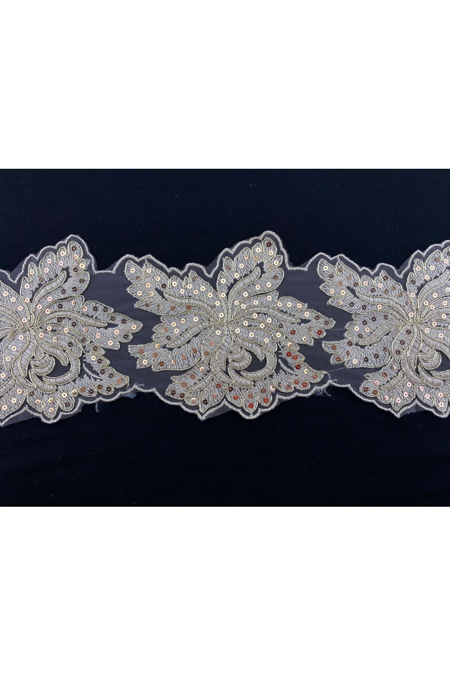 4055-METRE 15,5 cm Gold Pullu Kordlu İthal Brode Bant