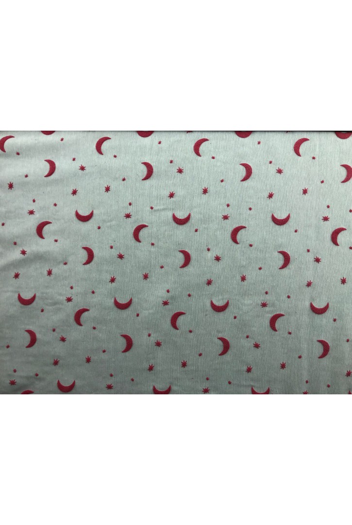 Ay Yıldız Desenli Terikoton Kumaş