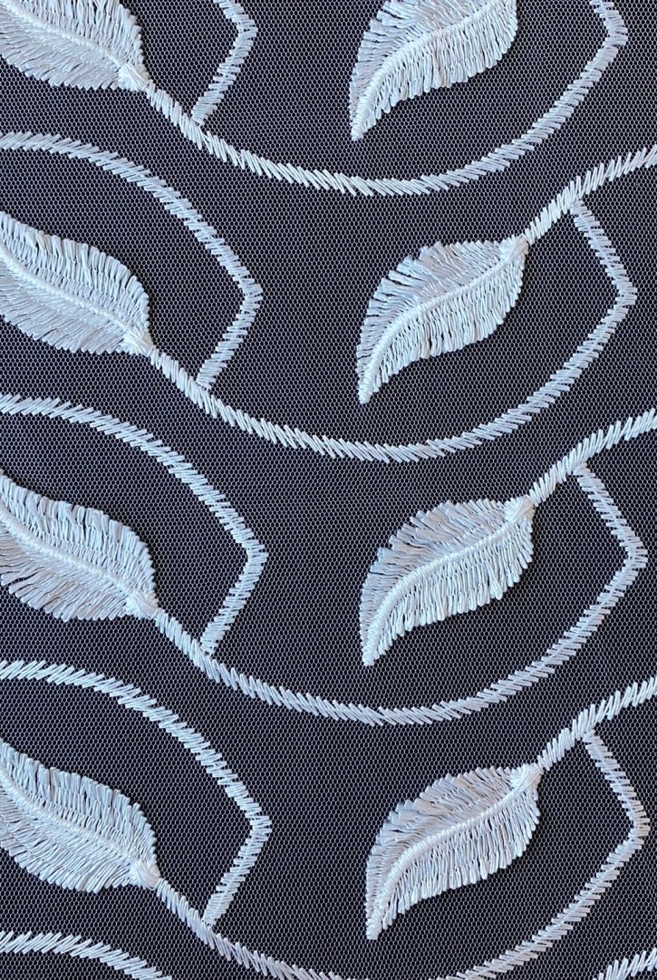 Ham Mat Polyester Tül Üzeri Brode Kumaş, 140 cm