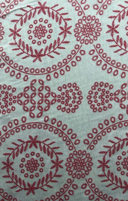 Lila Flok Baskılı Kasar Terikoton Kumaş - 150 cm