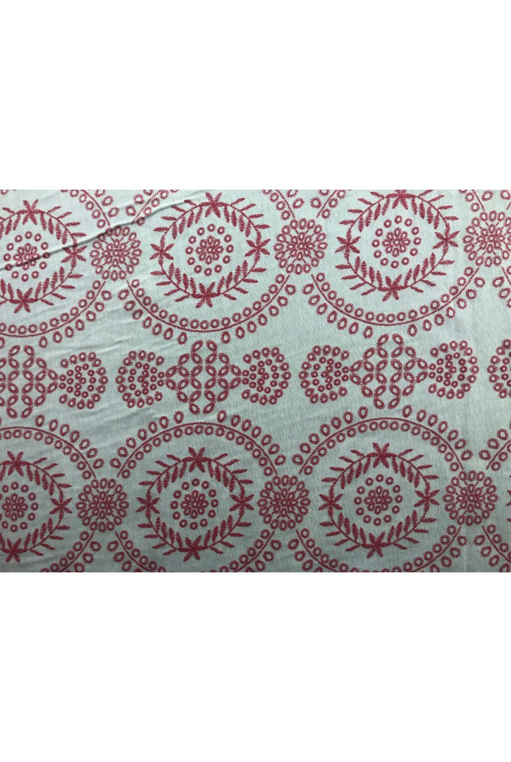 Lila Flok Baskılı Kasar Terikoton Kumaş - 150 cm