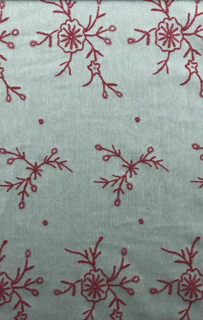 Lilalı Flok Baskılı Terikoton Kumaş