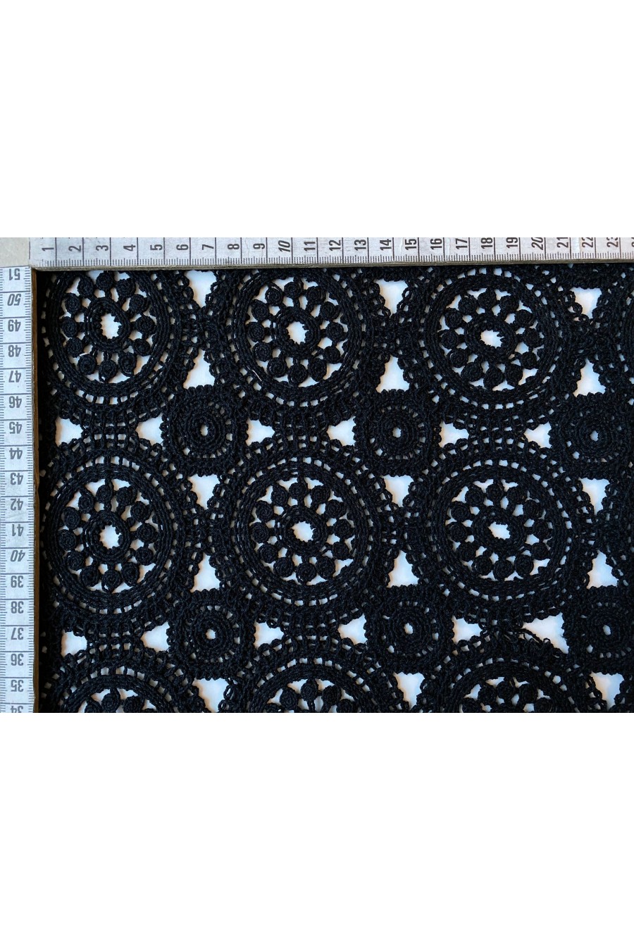 Siyah Pamuk Güpür Brode - Yerli Üretim, 140 cm (9863)