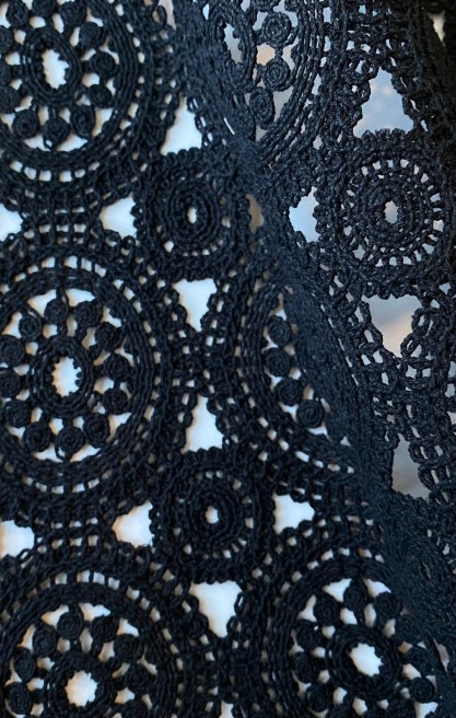 Siyah Pamuk Güpür Brode - Yerli Üretim, 140 cm (9863)