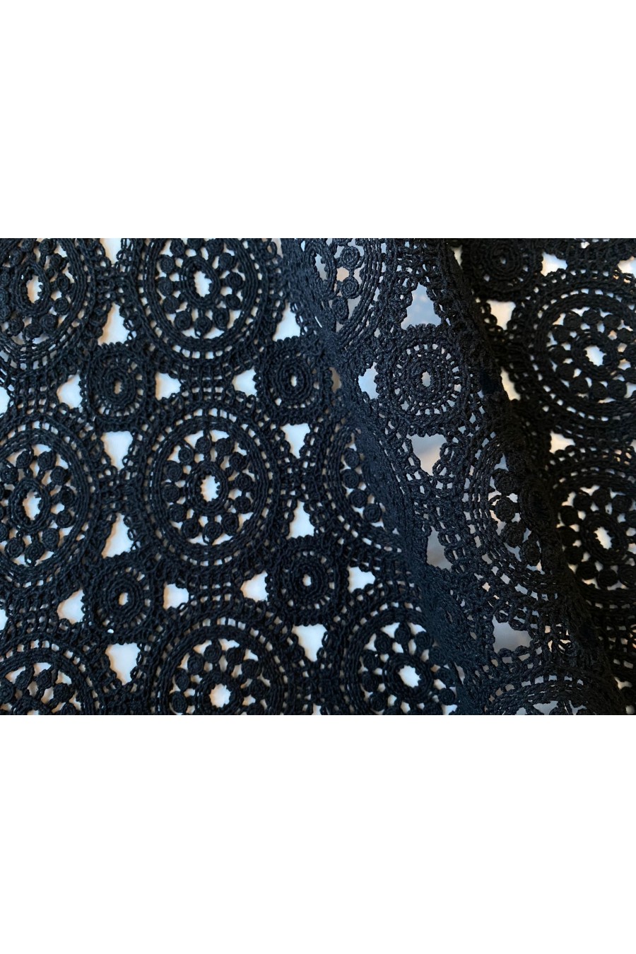 Siyah Pamuk Güpür Brode - Yerli Üretim, 140 cm (9863)