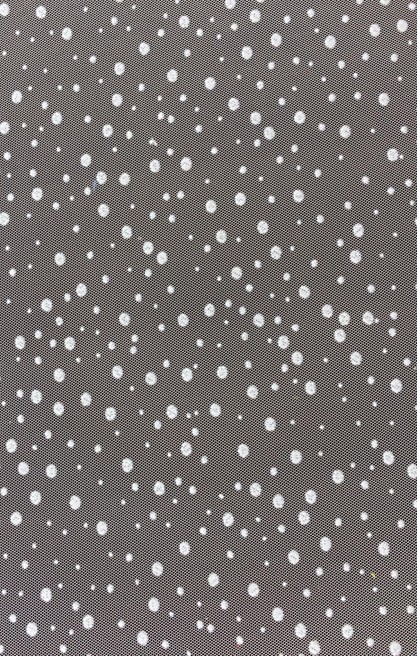 Somon Zemin Üzerine Beyaz Puantiyeli Flok Baskılı Polyester Tül, 140 cm