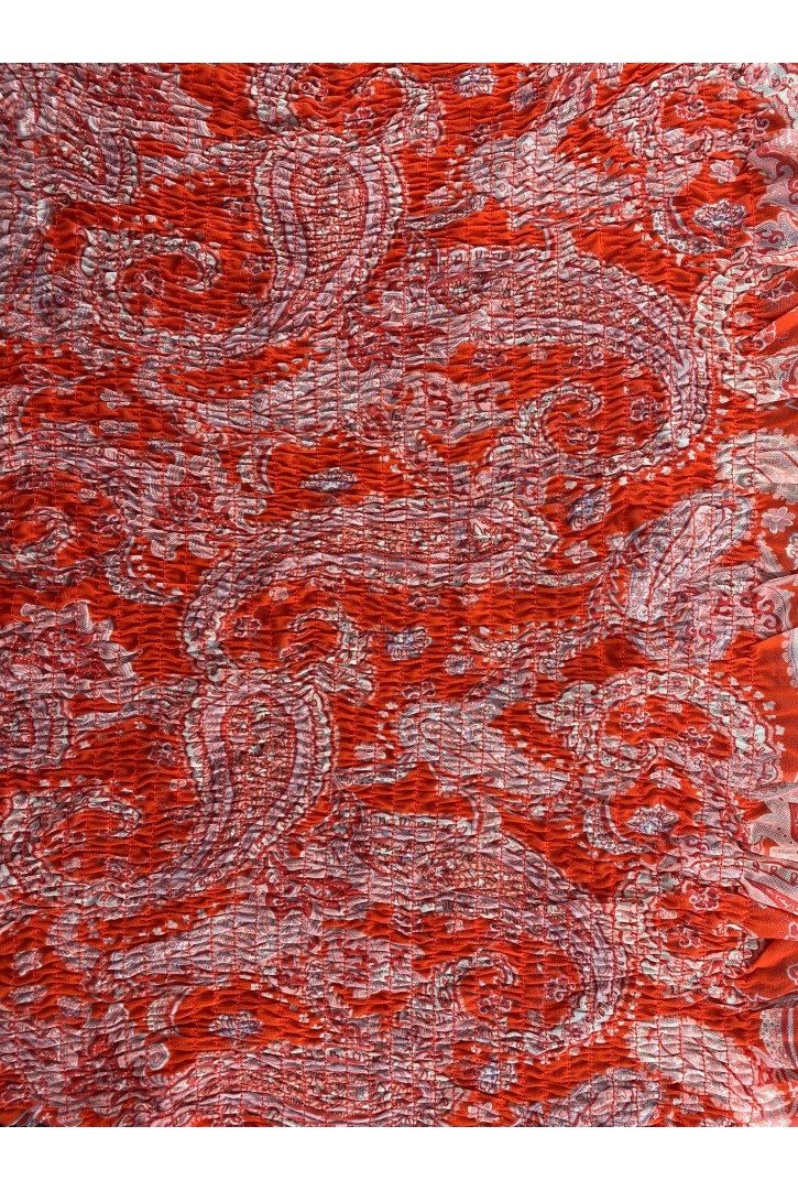 Dijital Baskılı Likralı Tül – Kırmızı-Beyaz